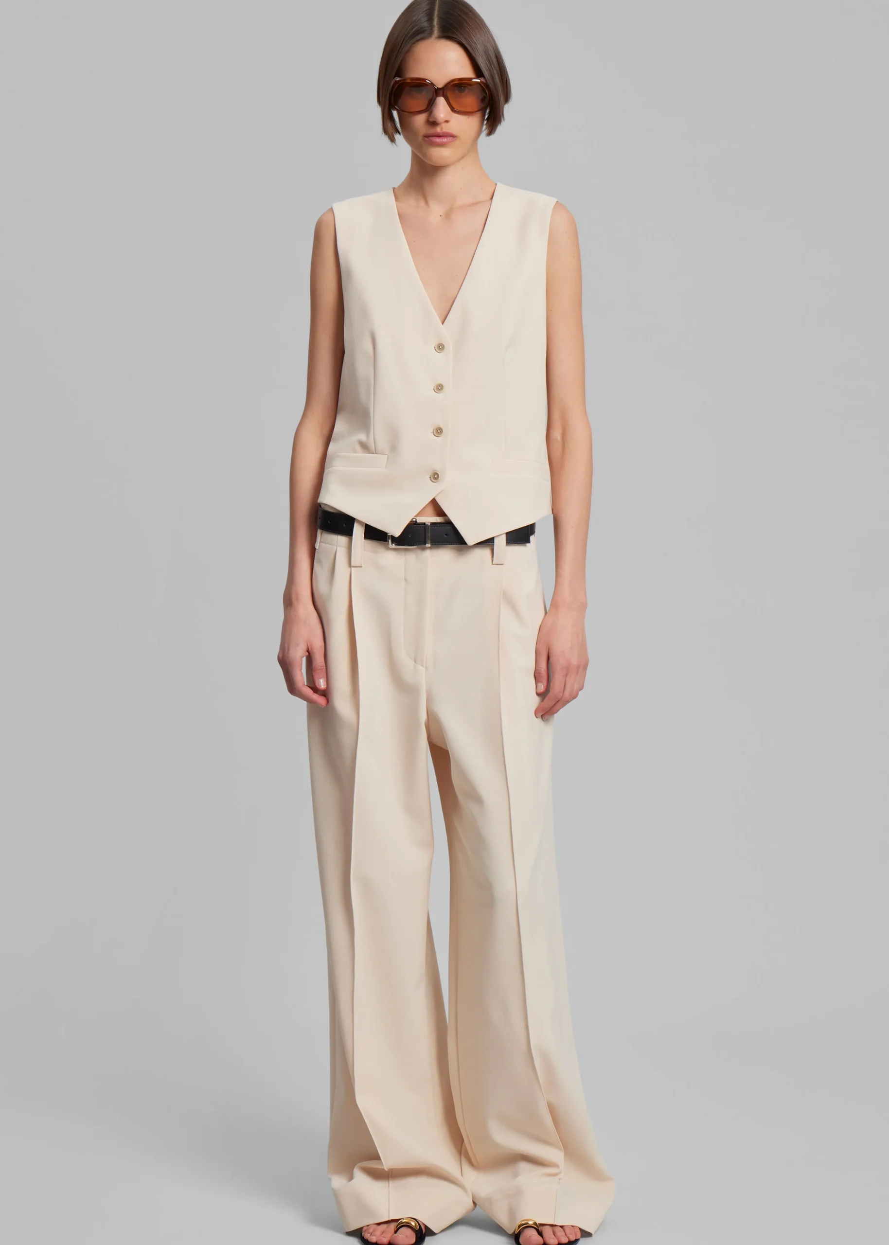 The Frankie Shop Beaufille Ulla Trousers Parchment Clearance