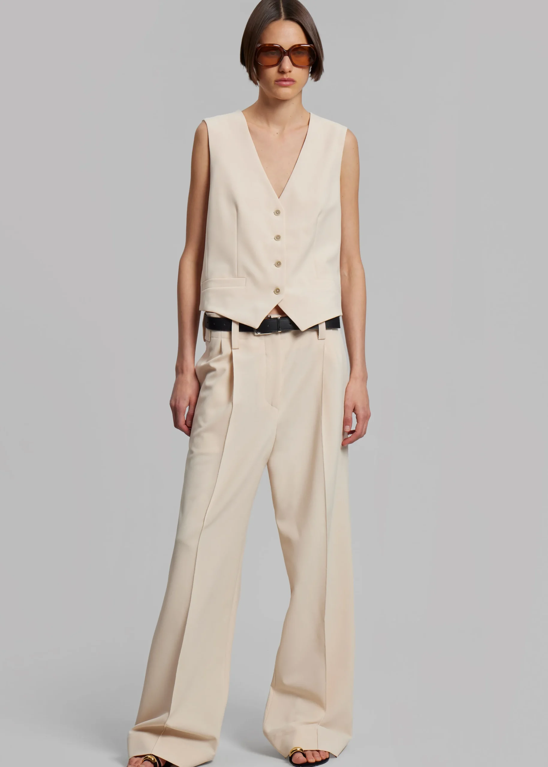The Frankie Shop Beaufille Ulla Trousers Parchment Clearance