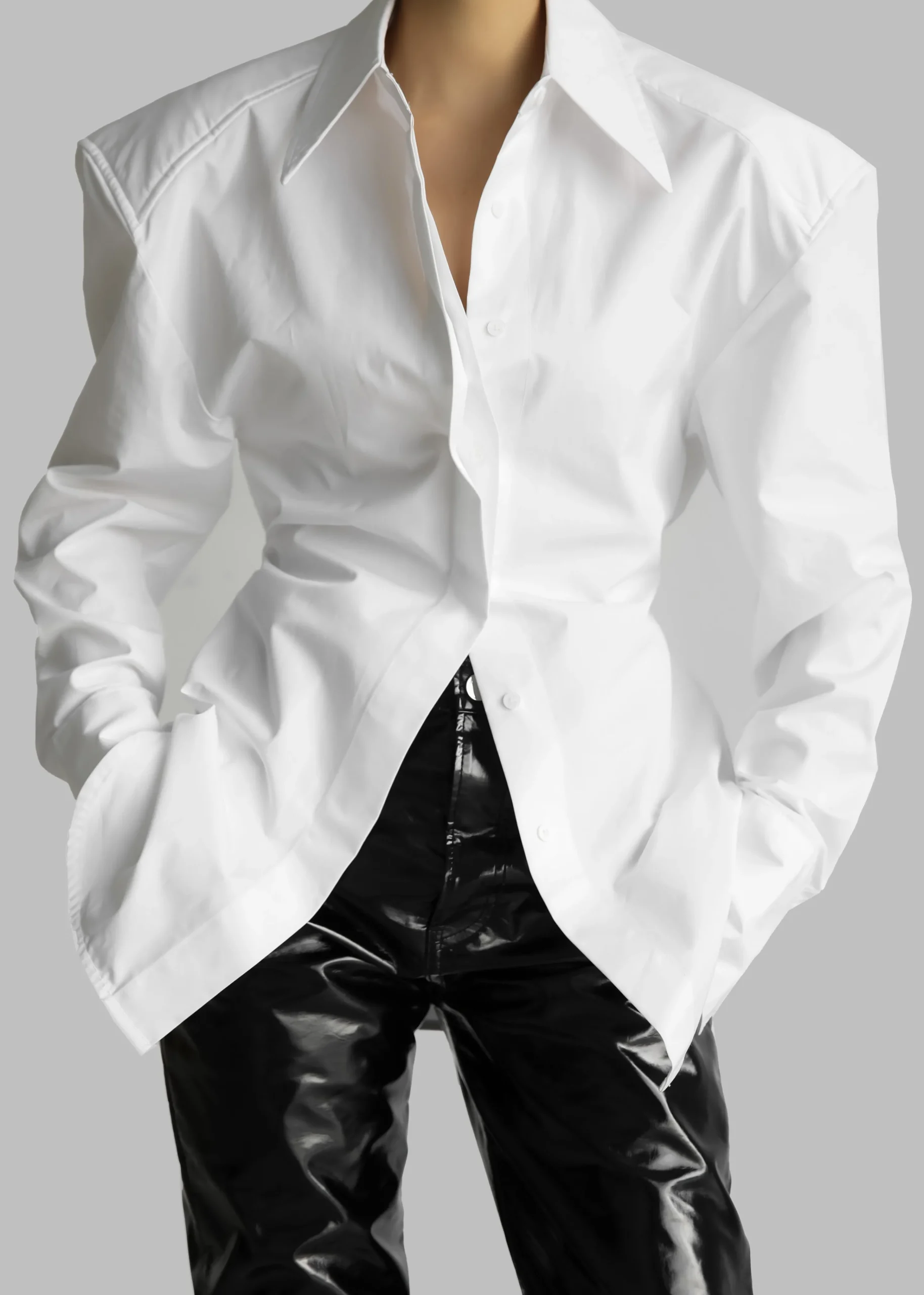 The Frankie Shop Bec Padded Shirt White New