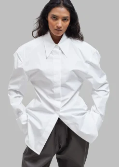 The Frankie Shop Bec Padded Shirt White New