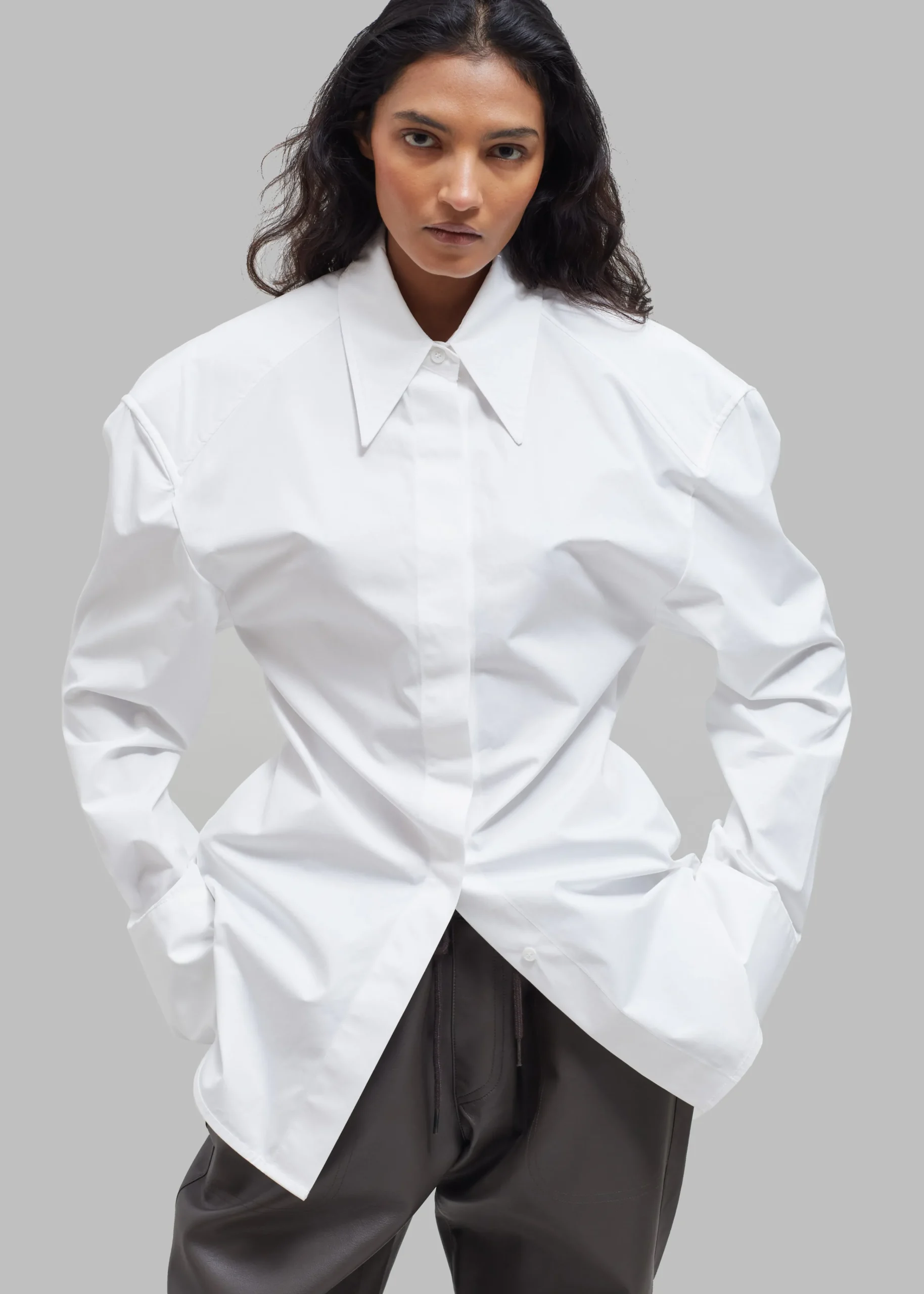 The Frankie Shop Bec Padded Shirt White New