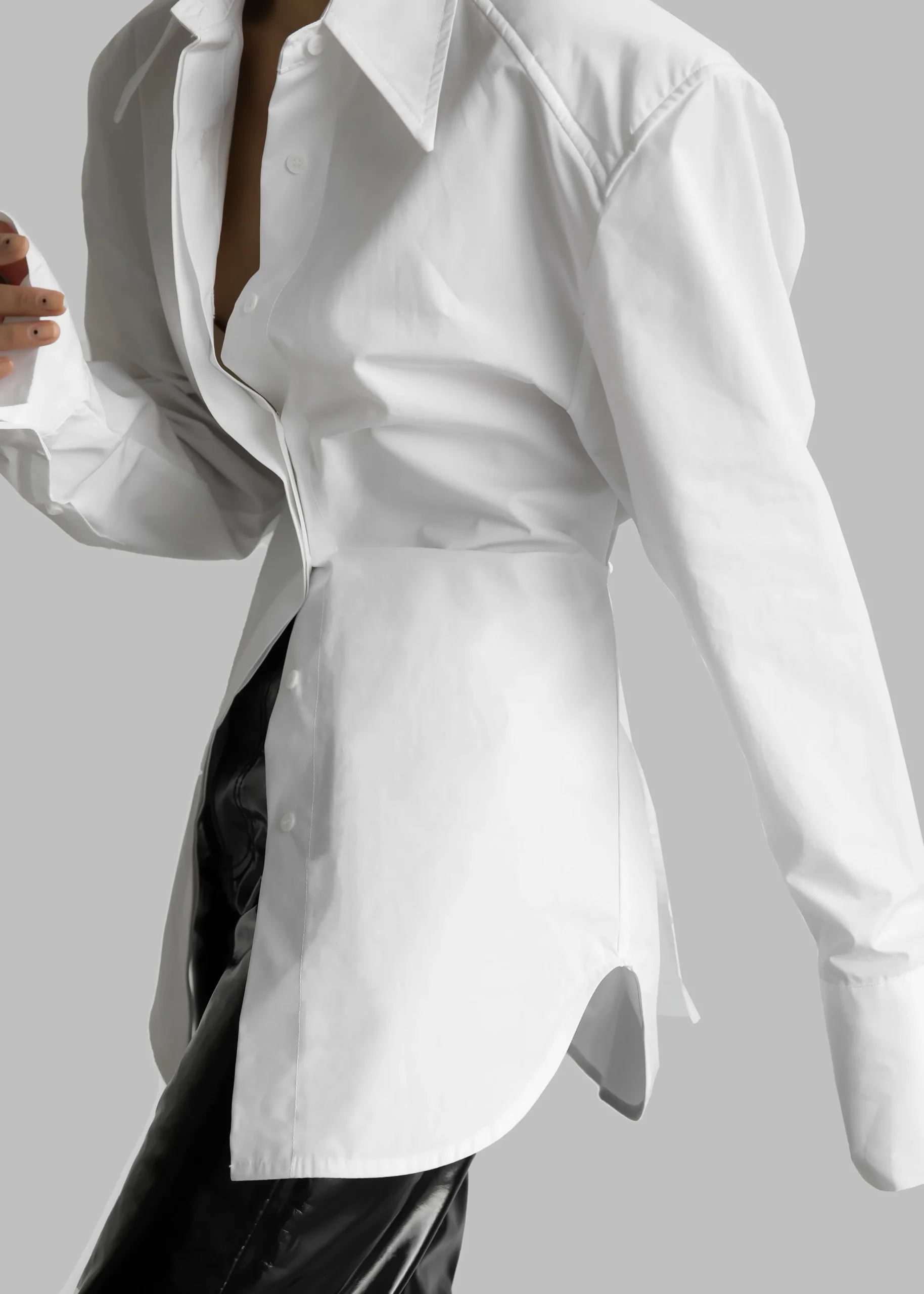The Frankie Shop Bec Padded Shirt White New