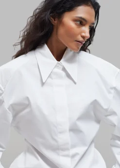 The Frankie Shop Bec Padded Shirt White New