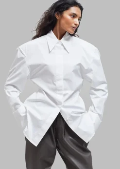 The Frankie Shop Bec Padded Shirt White New