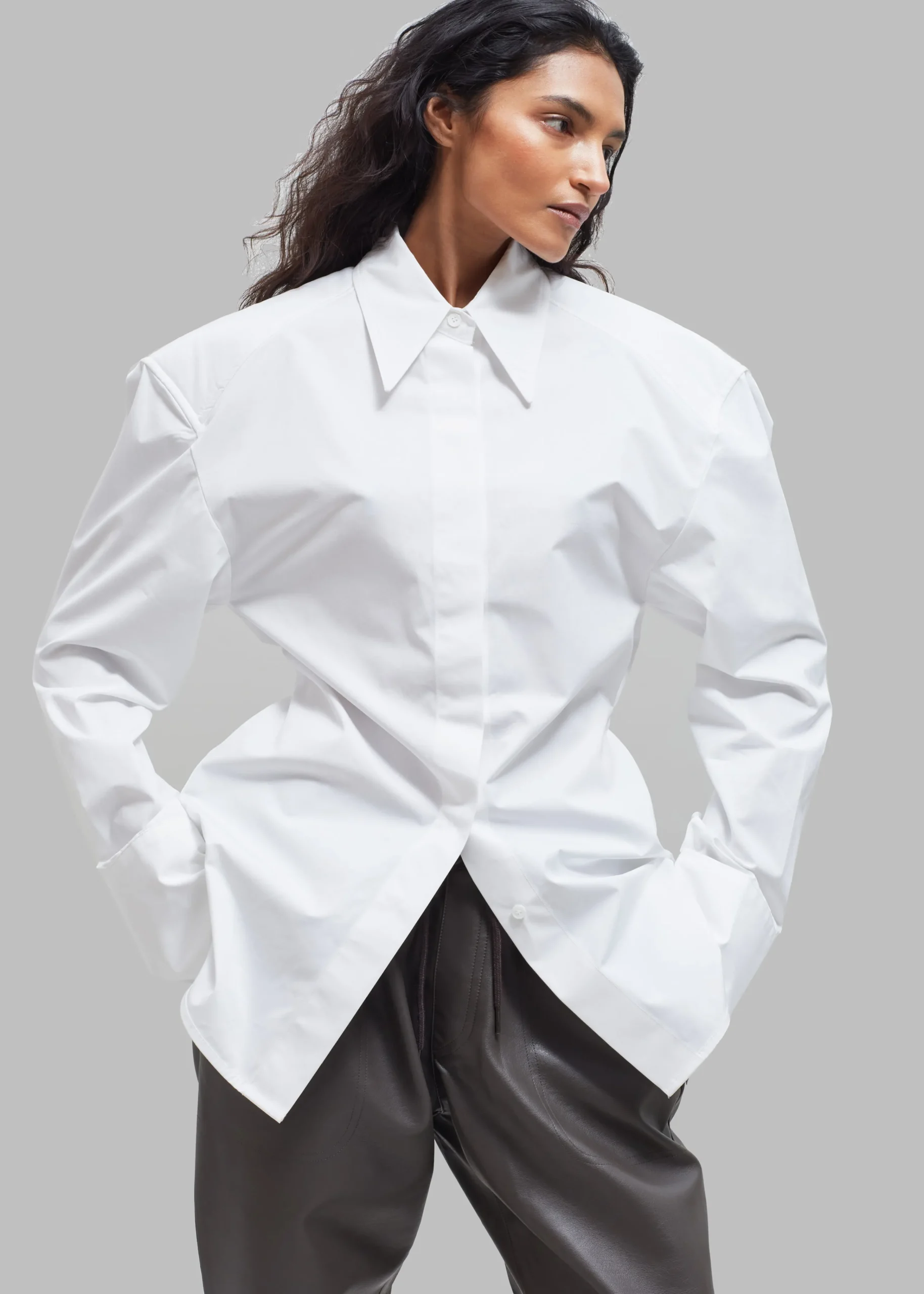 The Frankie Shop Bec Padded Shirt White New