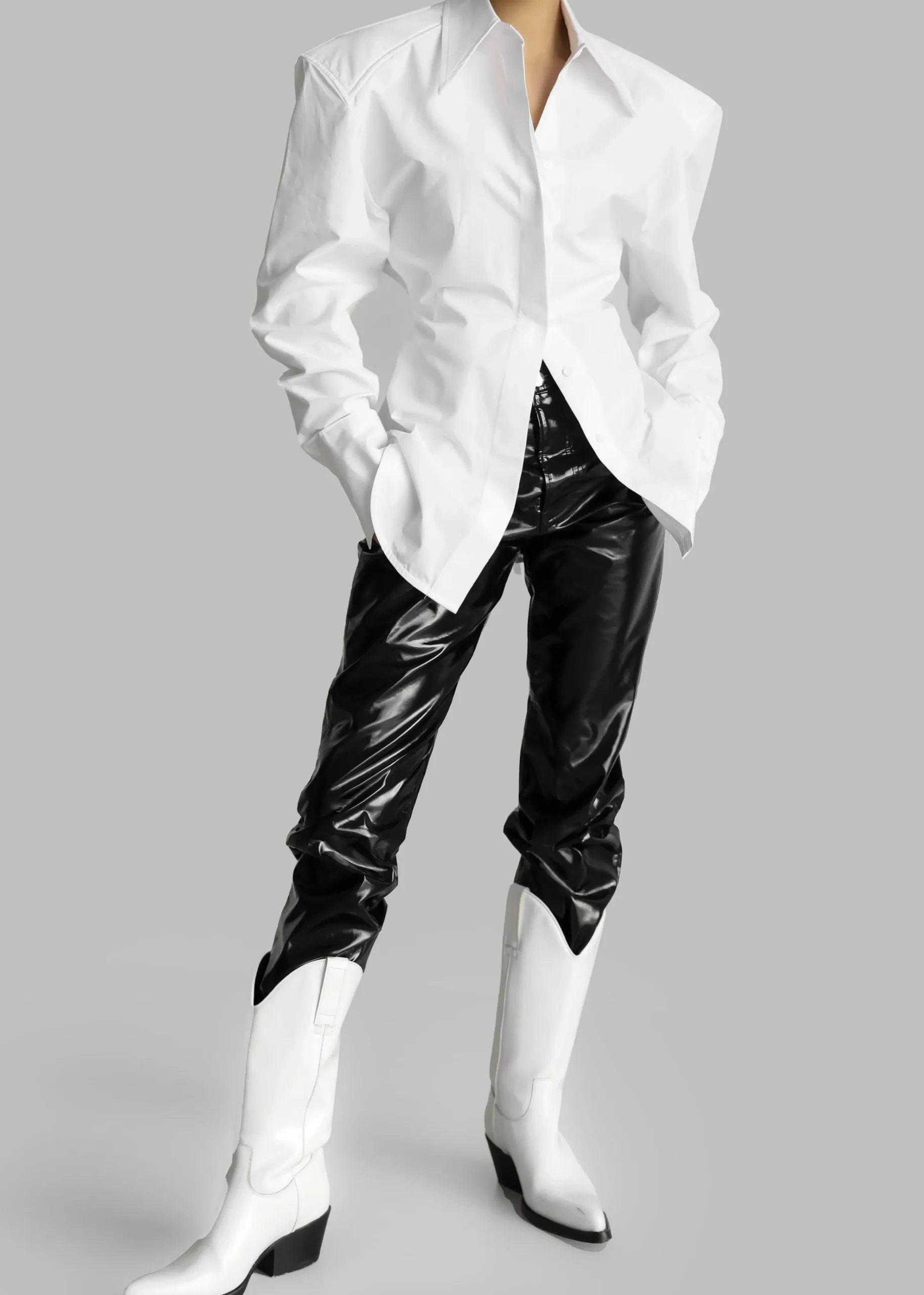 The Frankie Shop Bec Padded Shirt White New