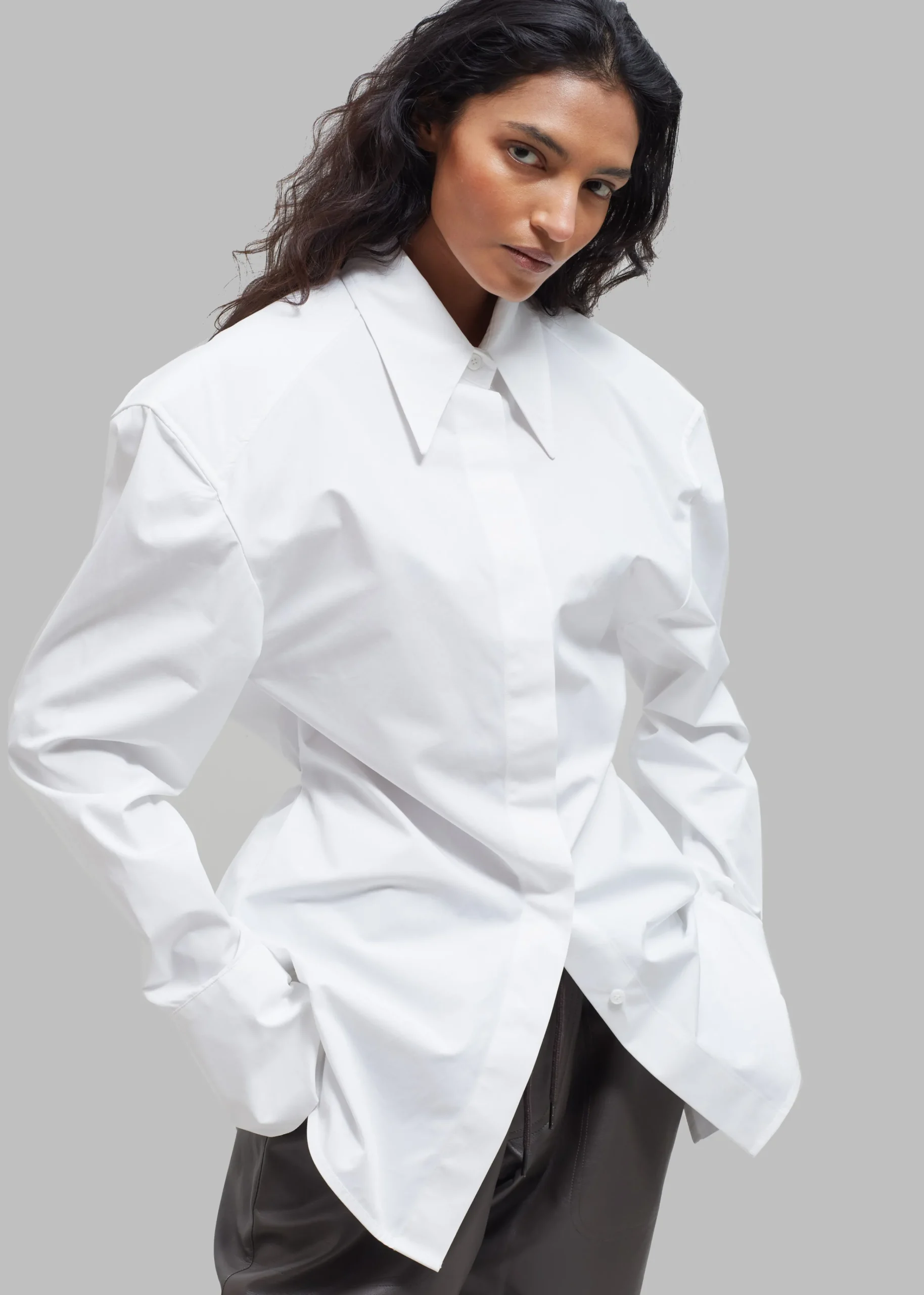 The Frankie Shop Bec Padded Shirt White New