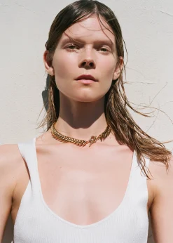 The Frankie Shop Bevza Spikelet Necklace Gold New