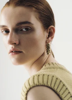 The Frankie Shop Bevza Spikelet Short Earrings Gold New