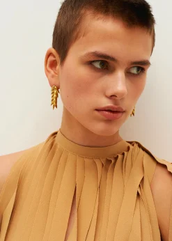 The Frankie Shop Bevza Spikelet Short Earrings Gold New