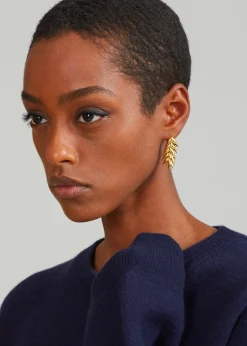 The Frankie Shop Bevza Spikelet Short Earrings Gold New