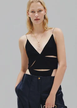 The Frankie Shop Bevza Triangle Bodysuit Black Hot