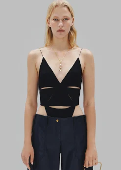 The Frankie Shop Bevza Triangle Bodysuit Black Hot