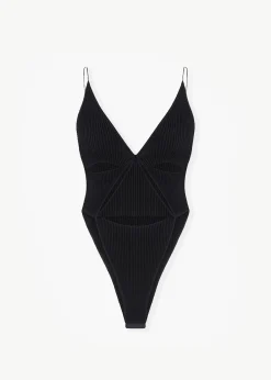 The Frankie Shop Bevza Triangle Bodysuit Black Hot