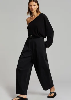 The Frankie Shop Bianca One Shoulder Loose Knit Top Black Clearance