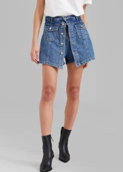 The Frankie Shop Blades Denim Skort Medium Wash Best