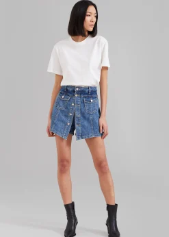 The Frankie Shop Blades Denim Skort Medium Wash Best