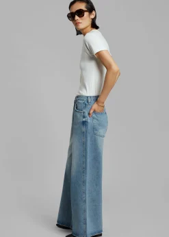 The Frankie Shop Boli Wide Pants Blue Denim Discount