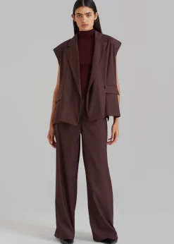 The Frankie Shop Brenna Wide Trousers Burgundy Outlet