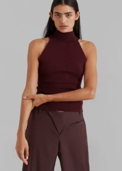 The Frankie Shop Brenna Wide Trousers Burgundy Outlet