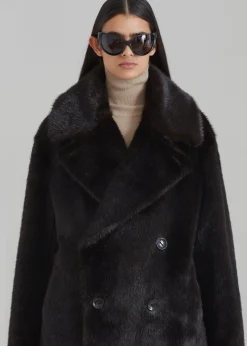 The Frankie Shop Brooke Faux Fur Coat Dark Espresso Online