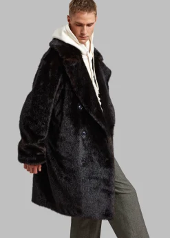 The Frankie Shop Brooke Faux Fur Coat Dark Espresso Online