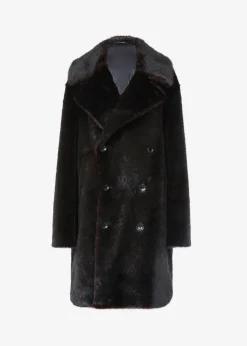 The Frankie Shop Brooke Faux Fur Coat Dark Espresso Online