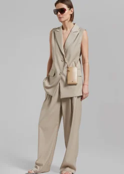 The Frankie Shop By Malene Birger Aya Leather Phone Pouch Sand Sale