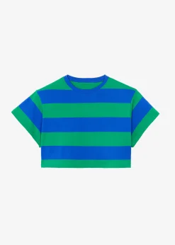 The Frankie Shop Caco Padded Cropped Tee Navy/Green Online