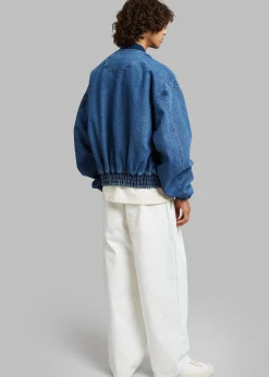 The Frankie Shop Cade Denim Bomber Medium Wash New