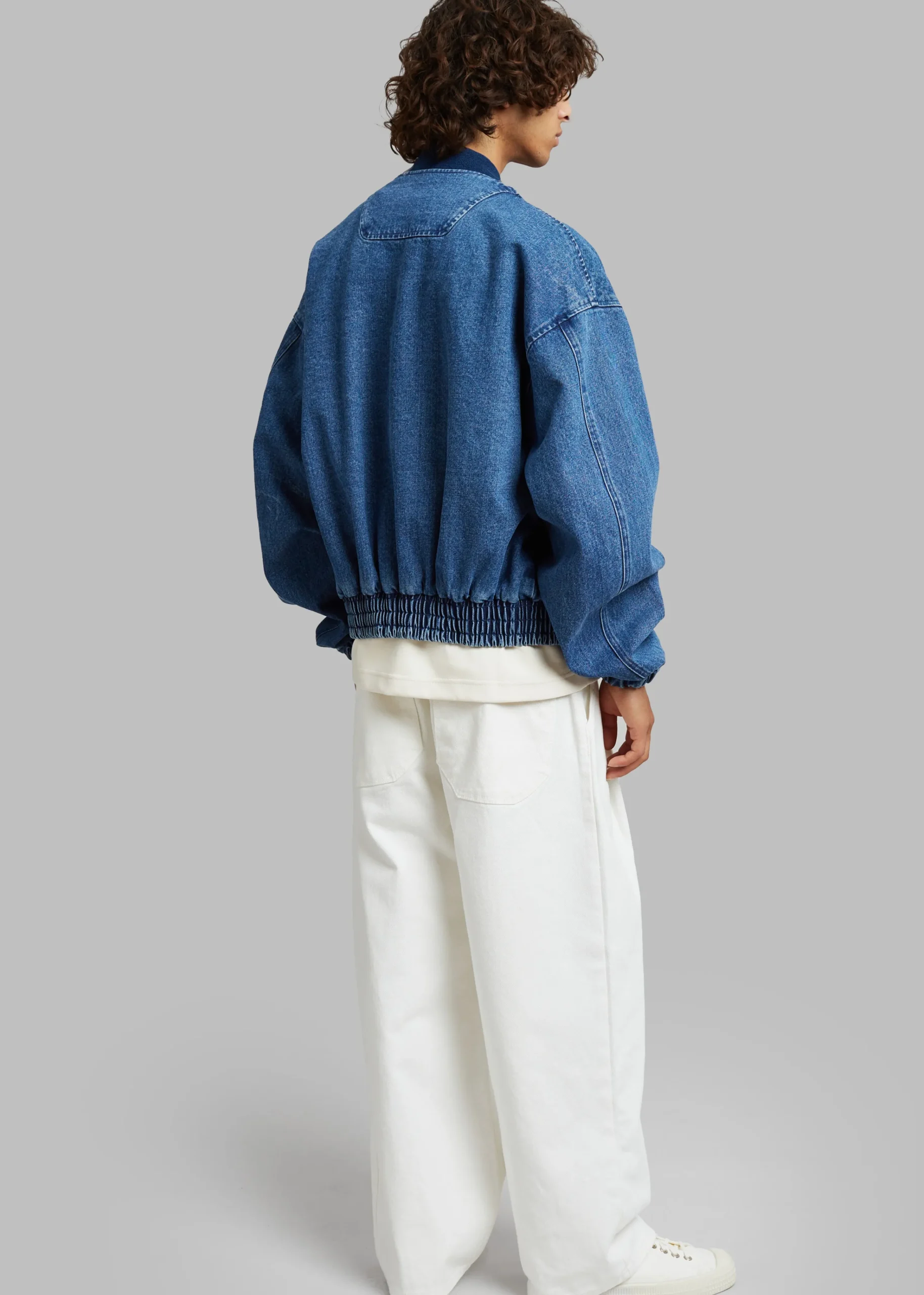 The Frankie Shop Cade Denim Bomber Medium Wash New