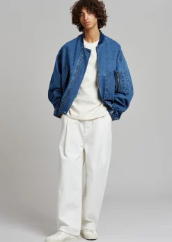 The Frankie Shop Cade Denim Bomber Medium Wash New