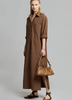 The Frankie Shop Cala Organic Cotton Shirt Dress Chocolate Discount