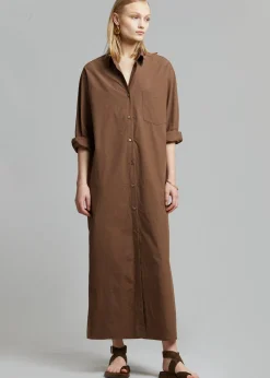 The Frankie Shop Cala Organic Cotton Shirt Dress Chocolate Discount