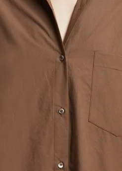 The Frankie Shop Cala Organic Cotton Shirt Dress Chocolate Discount