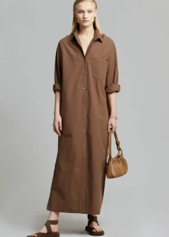 The Frankie Shop Cala Organic Cotton Shirt Dress Chocolate Discount