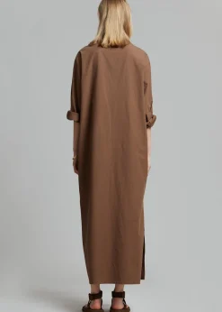 The Frankie Shop Cala Organic Cotton Shirt Dress Chocolate Discount
