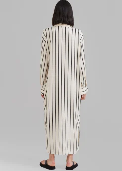 The Frankie Shop Cala Satin Shirt Dress Black Stripe Discount