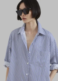 The Frankie Shop Cala Shirt Dress Navy Stripe Clearance