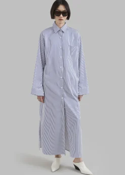 The Frankie Shop Cala Shirt Dress Navy Stripe Clearance