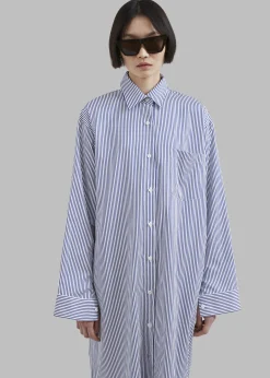 The Frankie Shop Cala Shirt Dress Navy Stripe Clearance