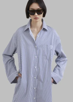 The Frankie Shop Cala Shirt Dress Navy Stripe Clearance