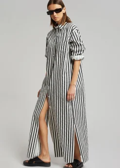 The Frankie Shop Cala Shirt Dress Black Stripe