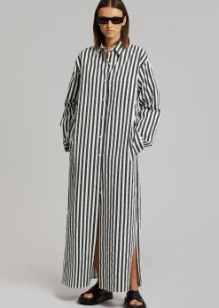The Frankie Shop Cala Shirt Dress Black Stripe