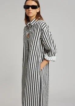 The Frankie Shop Cala Shirt Dress Black Stripe