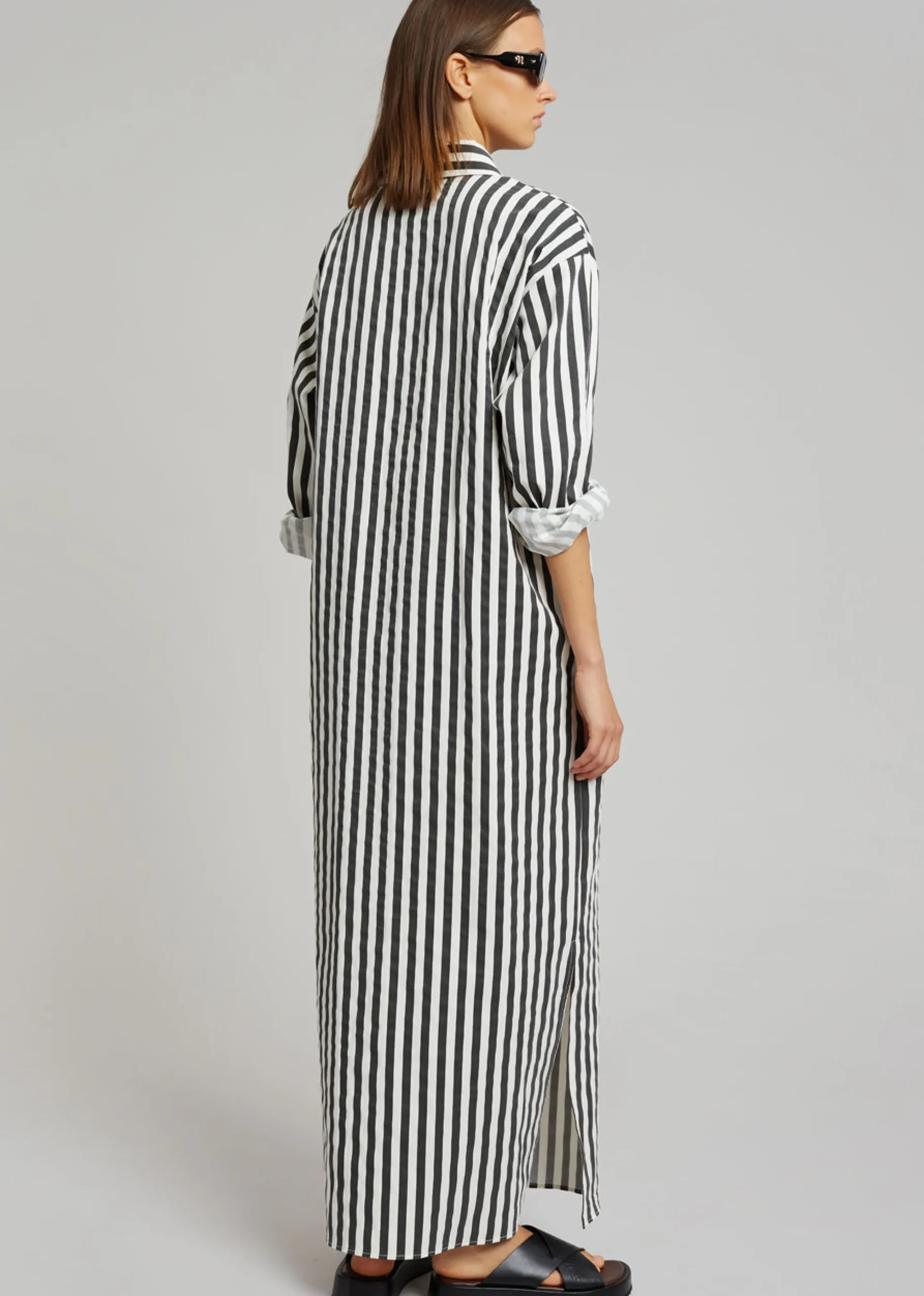 The Frankie Shop Cala Shirt Dress Black Stripe