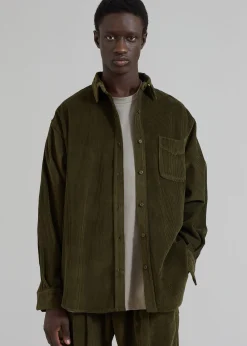 The Frankie Shop Camden Corduroy Shirt Olive Hot