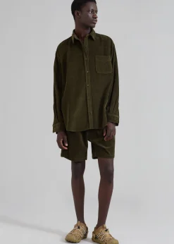 The Frankie Shop Camden Corduroy Shirt Olive Hot