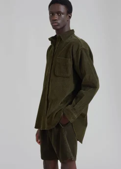 The Frankie Shop Camden Corduroy Shirt Olive Hot