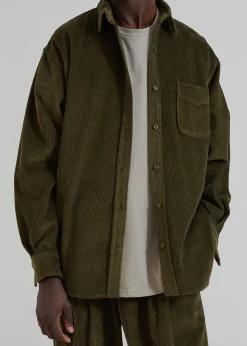 The Frankie Shop Camden Corduroy Shirt Olive Hot